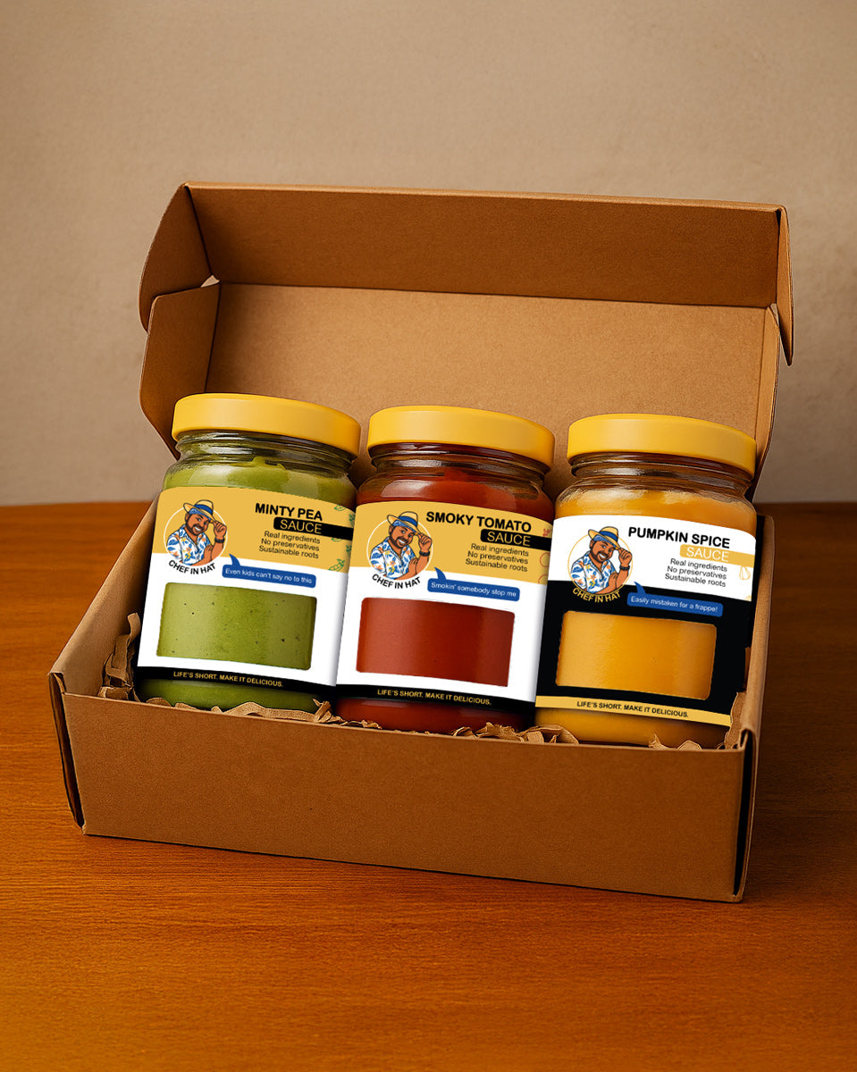 Gift box of sauces and condiments for foodies and quick meals, perfect for gifting this Christmas!